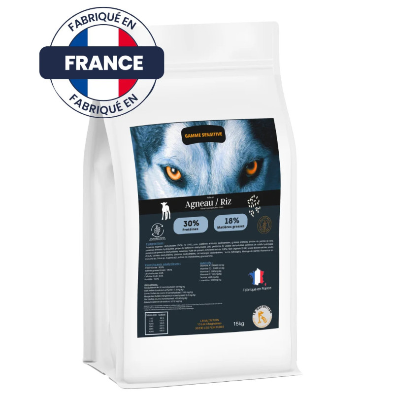CROQUETTES SENSITIVE AGNEAU/RIZ 30/18 15KG