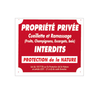 Panneau Propriété privée cueillette 30x25 cm